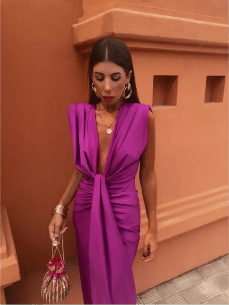 ALYSIA | Pleated Midi Dress with Elegant Flow