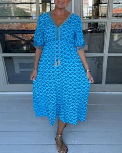 Ana | Comfortable Loose Fit V-Neck Midi Dress