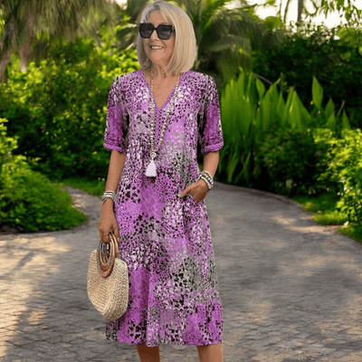 Atasha | Printed V-Neck Midi Dress