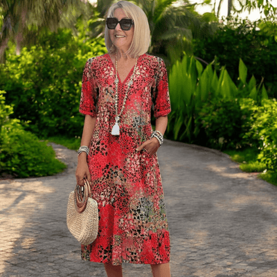 Atasha | Printed V-Neck Midi Dress