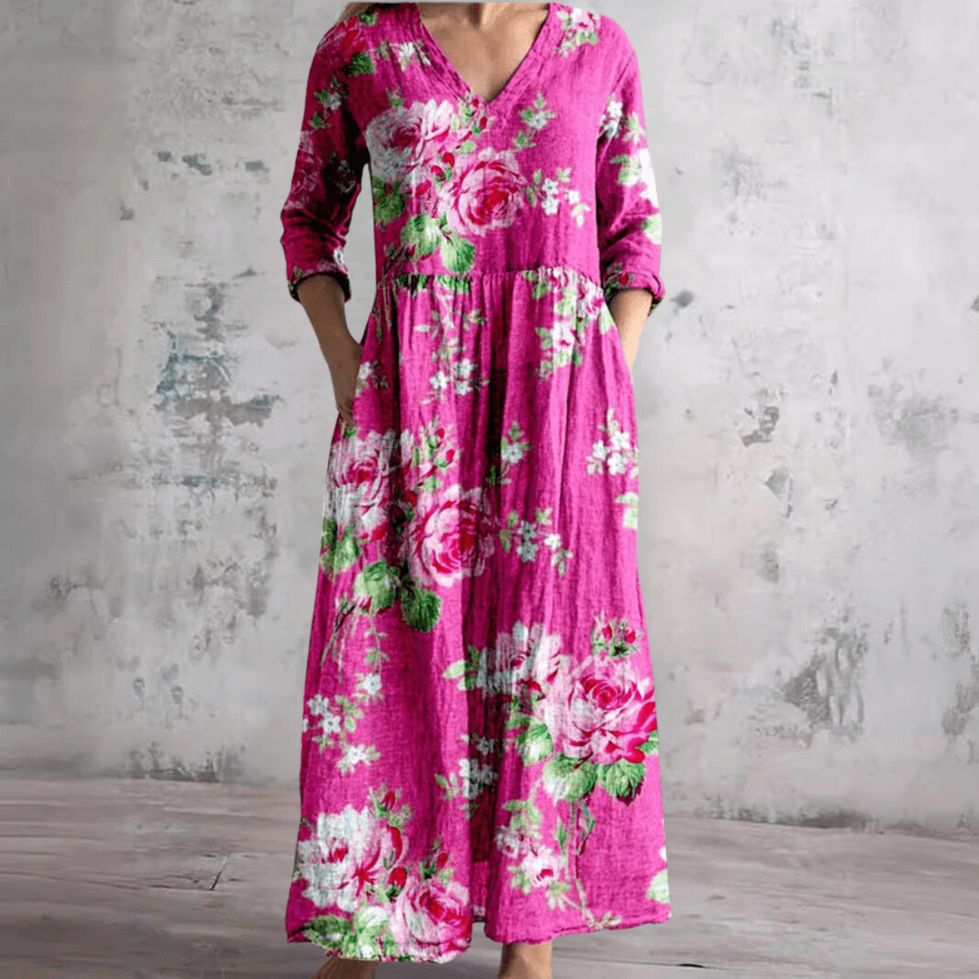 ELIORA | Summer Floral V-Neck Dress