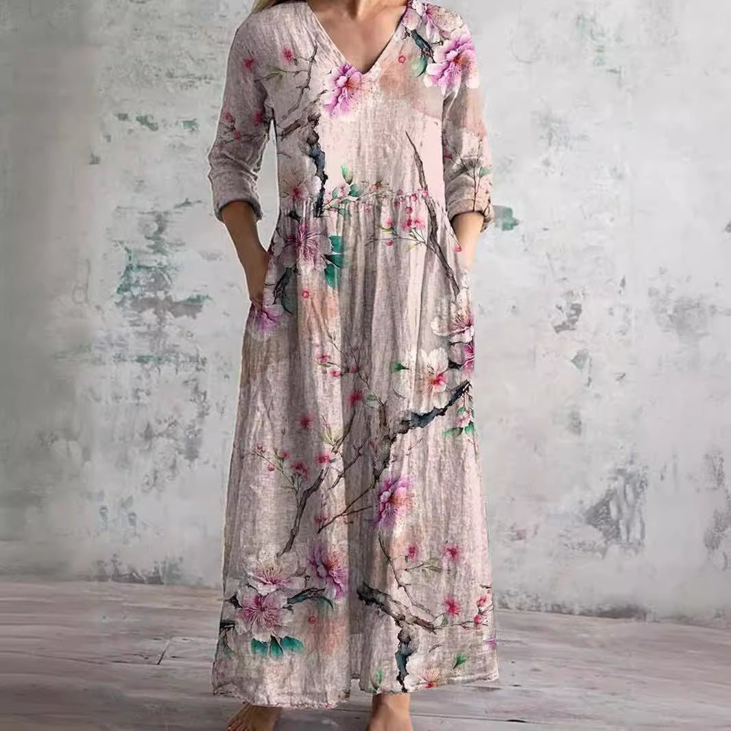 ELIORA | Summer Floral V-Neck Dress