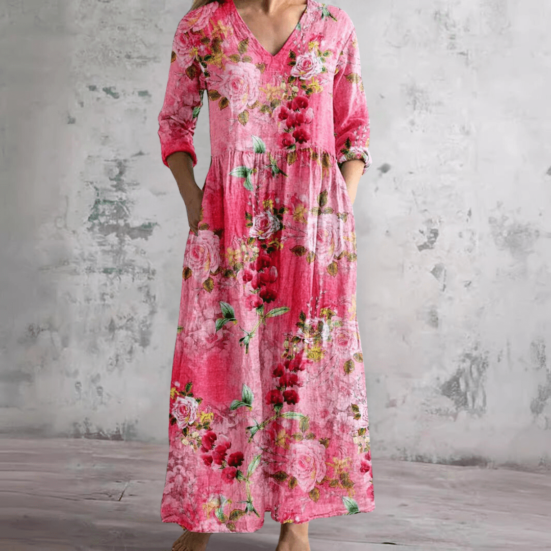 ELIORA | Summer Floral V-Neck Dress