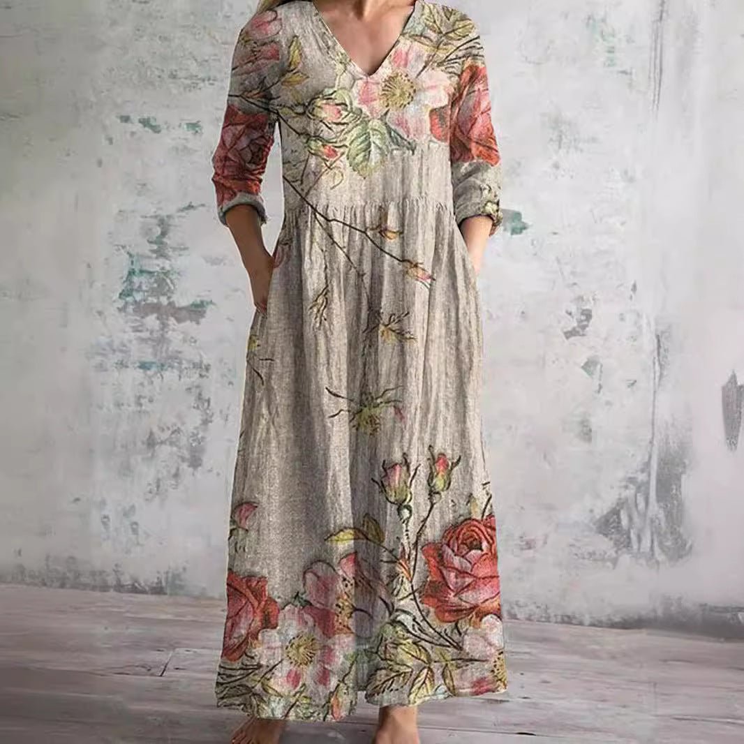 ELIORA | Summer Floral V-Neck Dress