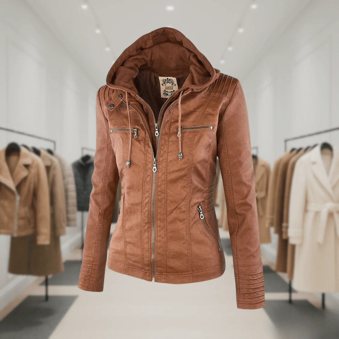 Odessa | Waterproof Leather Jacket with Hood