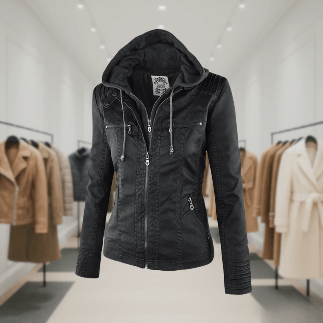 Odessa | Waterproof Leather Jacket with Hood
