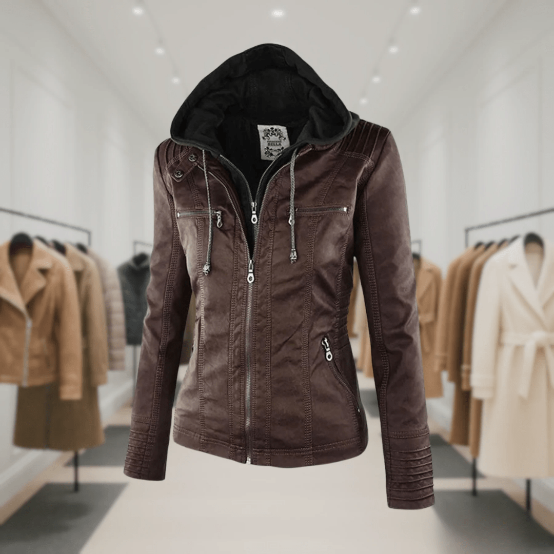 Odessa | Waterproof Leather Jacket with Hood